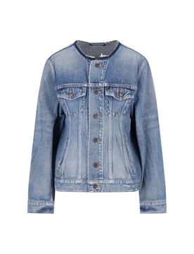 Cowhide-Trim Cotton Jacket