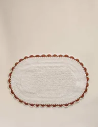 Pure Cotton Scallop Oval Bath Mat Cream Mix
