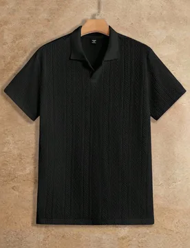 Camisa casual de manga corta con cuello de bloques de color contrastante y media tapeta para hombre, regalo de verano para esposo o novio, camiseta de - Shein - FashionsVida