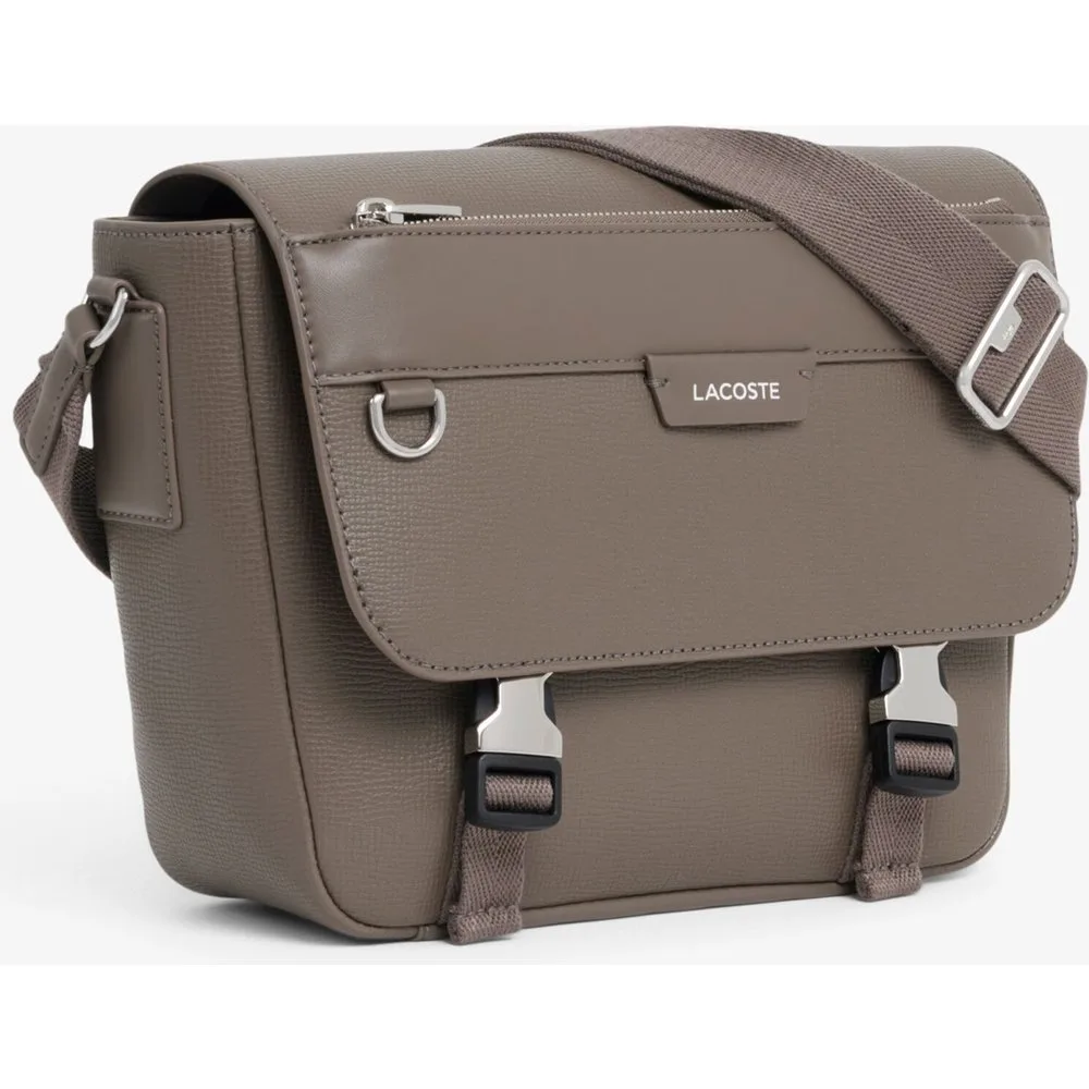 Portadocumentos con cierre de solapa ossian de piel en morel - Lacoste - FashionsVida