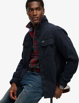 Superdry Herren Zweifach Taschen Overshirt Navy - Größe: XL