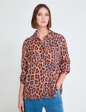 Camisa de mujer animal print de manga larga - Lola Casademunt - FashionsVida