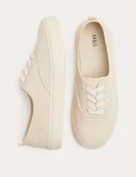 Canvas Plimsoll Trainers Cream female