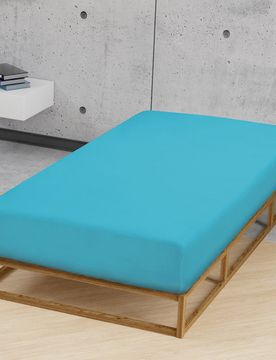 Jersey-Elastic-Spannbetttuch türkis, 1x 180x200 cm - 200x220 cm