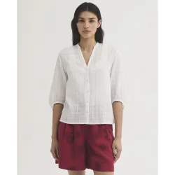 Camisa de mujer 100% algodón con cuello mao