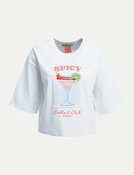 Boxy-Fit T-Shirt mit Print Weiß L - Smith & Soul - FashionsVida
