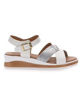 Sandali bianchi e argento con plantare comfort 402 38