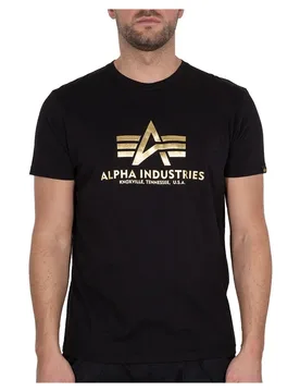 Industries T-shirt à Manches Courtes Basic Foil Print Black / Yellow Gold S - ALPHA - FashionsVida
