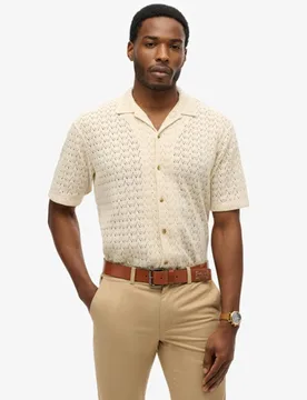 Superdry Men's Gestricktes Strukturhemd Creme - Größe: S - 64.99 - FashionsVida