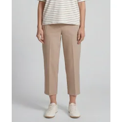 Pantalón recto de mujer largo tobillero, con corte recto de cintura media y estampado liso