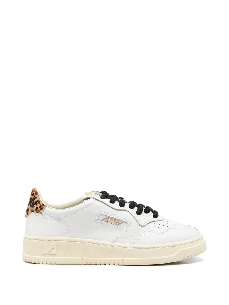 Women's Elevated Leather Sneakers with Perforated Toe Design