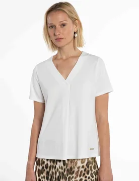 Camiseta de mujer de punto circular con pliegue central - Naulover - FashionsVida