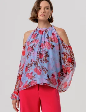Maglia con stampa floreale donna lightbluecherry - Fracomina - FashionsVida