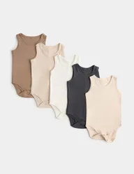 Pack Pure Cotton Bodysuits (7lbs - 3 Yrs) Neutral unisex