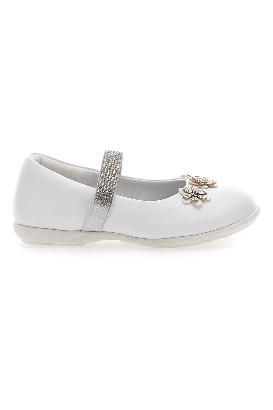 Ballerine con fiori e strass bianche E705 28 - Energy - FashionsVida