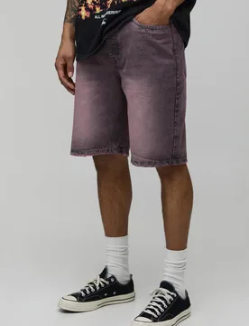 Herren Entspannt Geschnittene Getönte Jeansshorts Pink Größe 46 - boohooMAN - FashionsVida