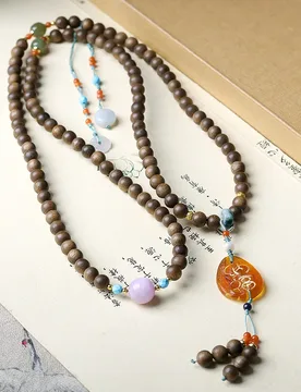 Original design: Huang Qinan agarwood multi loop bracelet art play honey wax jadeite and Tian Yuzi Li Hui Buddha beads necklace - Aliexpress - FashionsVida