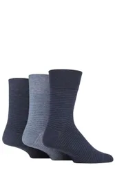 Mens 3 Pair Cotton Argyle Patterned and Striped Socks Stripe Navy / Denim 6-11 - Blue - Size: 6-11 Mens