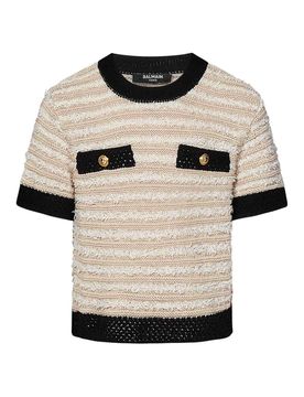 Balmain Maglia In Cotone Con Righe
