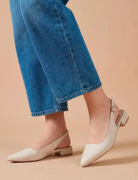 Women's Jerry Faux Leather Slingback Pointed Flat Shoes in Beige Size: 3 - Beige - Size: 3 - Dorothy perkins - FashionsVida