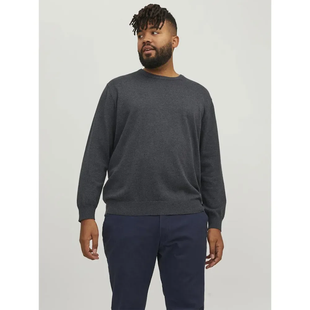 Pull Basic Plus Size Dark Grey Melange 6XL - Jack & jones - FashionsVida