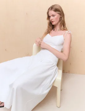 Vestido largo popelín bordado - Easy Wear - FashionsVida