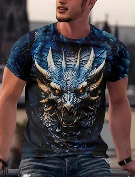 Funny 3D Dragon Print Men's T Shirt Casual O-neck Loose Short Sleeve Tops Summer Breathable Fashion Clothing Street Hip Hop Tees - Aliexpress - FashionsVida