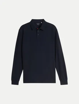 Langarm Poloshirt in Waffel-Optik Blau L - Tom Tailor Casual - FashionsVida