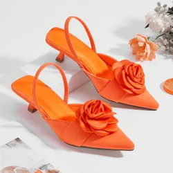 Zapatos de tacón alto tipo kitten heel para mujer, color liso, punta fina, slip-on, versátiles y elegantes para fiesta, cómodos, de moda, punta cer
