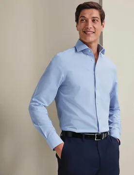Slim Fit Non Iron Pure Cotton Check Shirt Blue Mix male - Charles Tyrwhitt - FashionsVida
