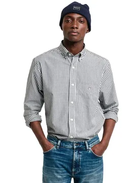 Camicia A Maniche Lunghe Reg Stripe Black S - Gant - FashionsVida