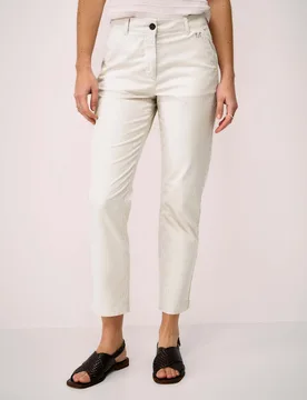 Cotton Rich Striped Tapered Trousers Natural Mix female - Crew Clothing - FashionsVida