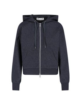 Charcoal Elastic Melton Crewneck Sweater