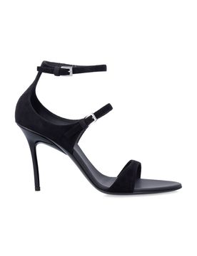 The Drop Goatskin Open-Toe Stiletto Sandals with Adjustable Ankle Strap
