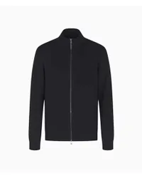 Maglia blu Exchange in misto viscosa con apertura zip