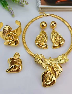 EMMA African Bridal Wedding Jewelry Nigerian Women Classic Big Bold Necklace Nice Earrings Italian Dubai Gold Color Jewelry Set - Aliexpress - FashionsVida