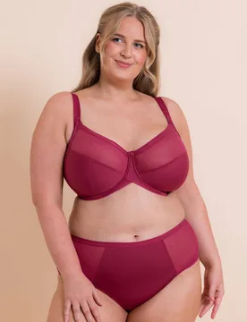 Women's WonderFully Side Support Bra Full Cup Lingerie in Maroon Size: 46F - Maroon - Size: 46F - Curvy Kate - FashionsVida