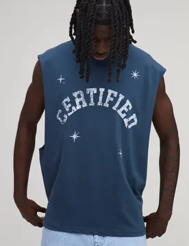 Herren Blaues Übergroßes Offizielles Trägershirt Blue Größe Small - boohooMAN - FashionsVida