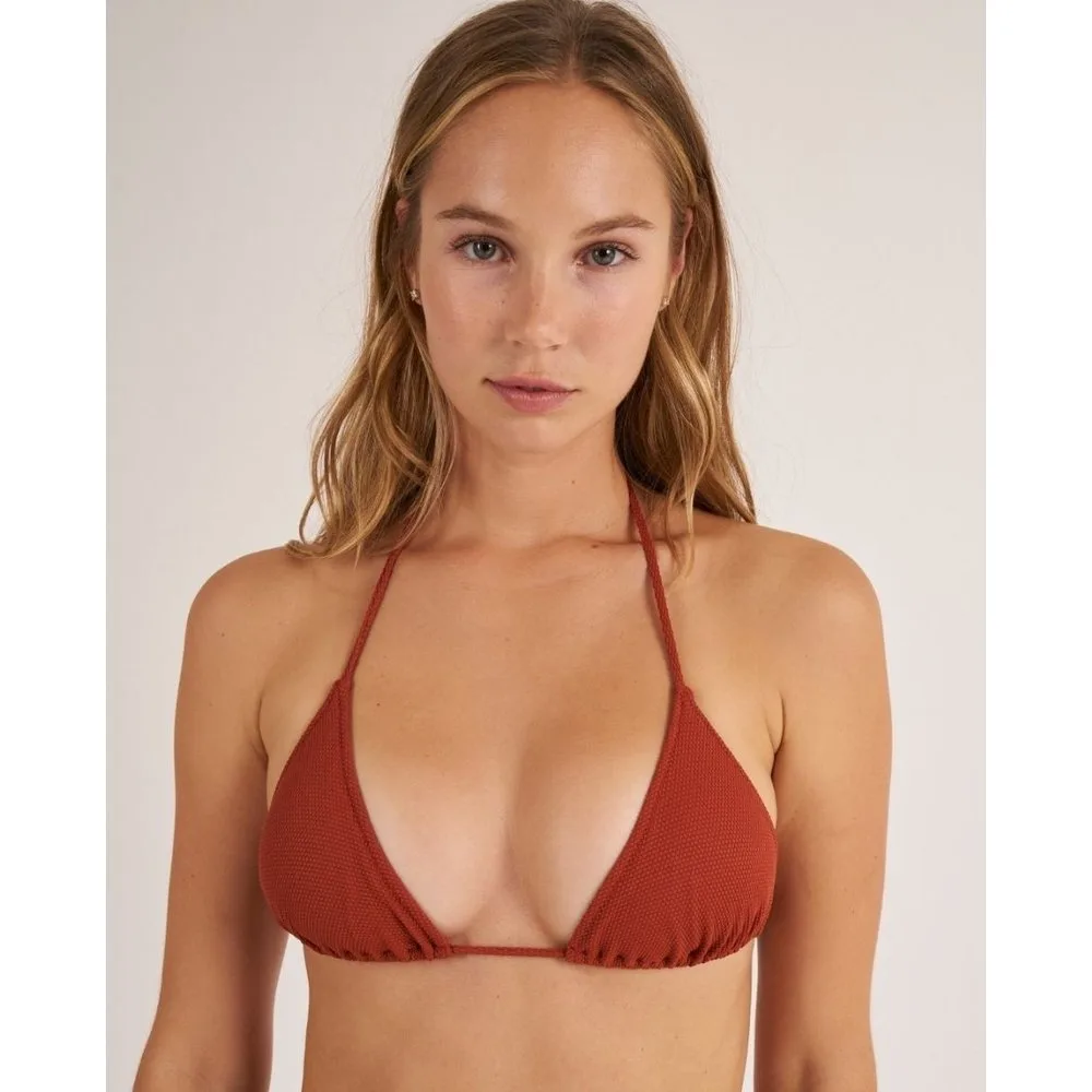 Top de bikini triángulo cortina en tejido piqué - Bohodot - FashionsVida