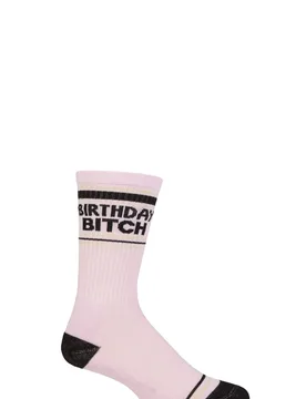 Pair Birthday Bitch Cotton Socks Multi One Size - Pink - Size: One Size - Gumball Poodle - FashionsVida