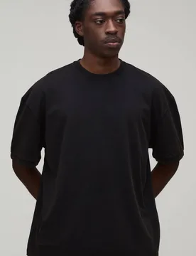 Herren Essentielles Gewaschenes Übergroßes T-Shirt Washed Black Größe Large - boohooMAN - FashionsVida
