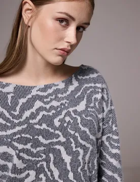 Street One Flauschiges Shirt mit Muster female Blau
