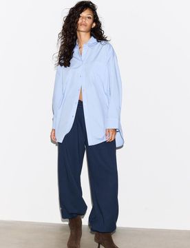 Oversize-Hemd Himmelblau L