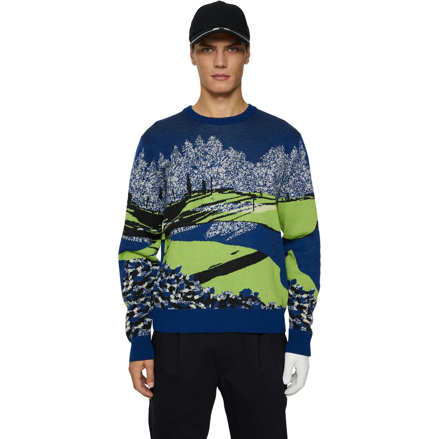 Pullover Alexander Jacquard, blau/grün l - J.lindeberg - FashionsVida
