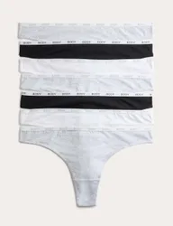 Pack Cotton Rich Logo Waistband Thongs Grey Mix female