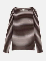 Langarmshirt mit Streifenmuster Braun XXL