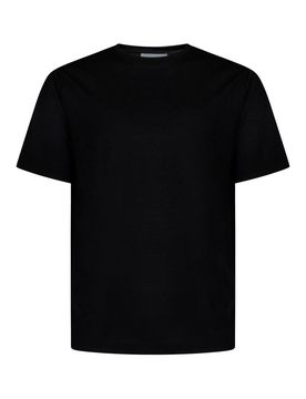 T-shirt nera in lana e lyocell