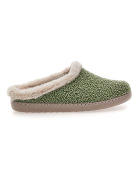 Pantofole verdi in tessuto effetto teddy con interno con pelo GG549 37