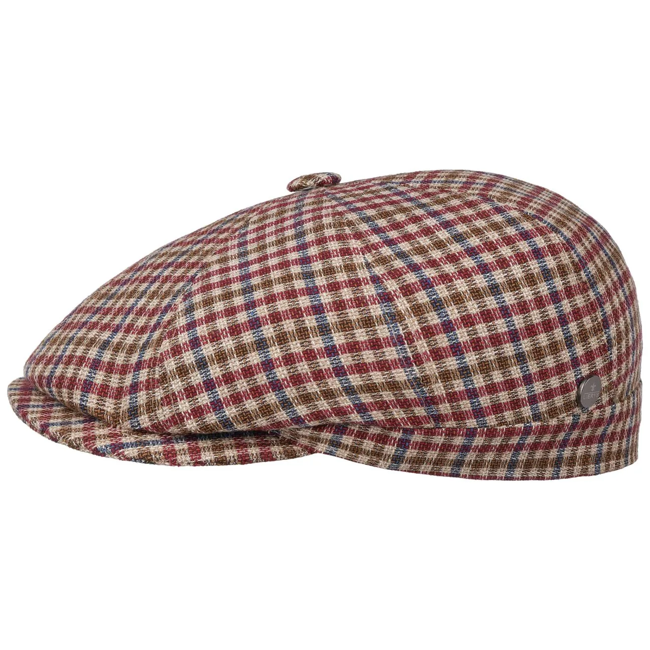 Yelsham Check Flat Cap by - beige-red - Size: L (58-59 cm) - Lierys - FashionsVida