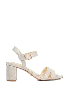 Metallic Block Heel Sandals Gold female - Dune london - FashionsVida